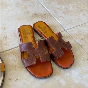 Leather slides